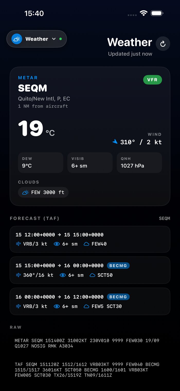 METAR and TAF for the nearest airport with VFR category and decoded cloud layers
